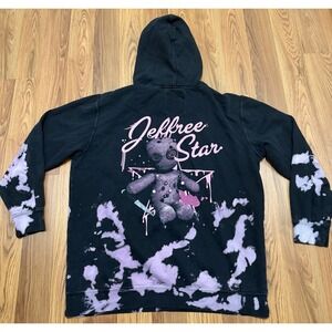 Jeffree Star Hoodie Unisex XL Black Pink Bleach Tie Dye Voodoo Doll Back Graphic